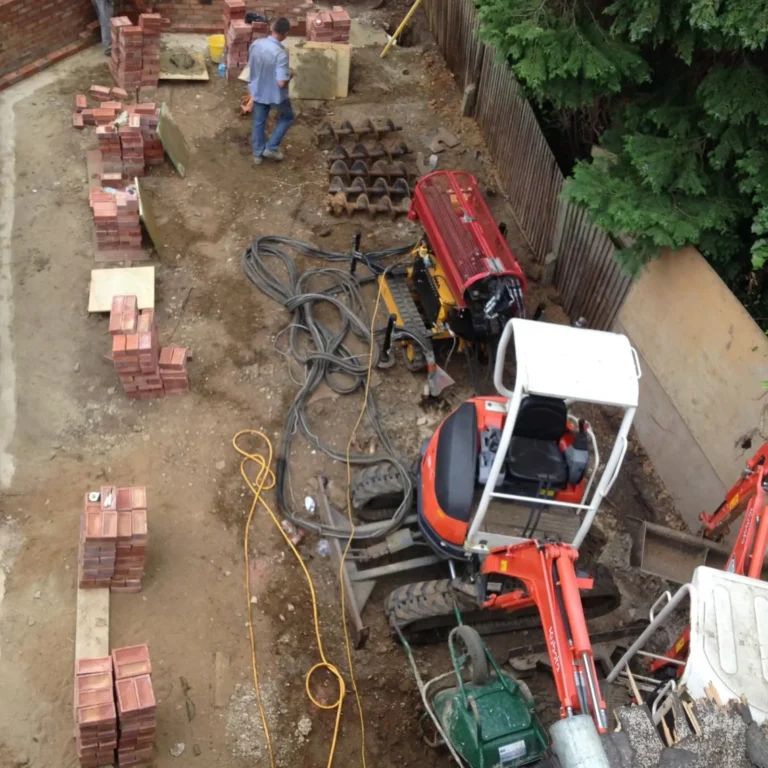 A rotary bored piling rig at work on a large foundation project.