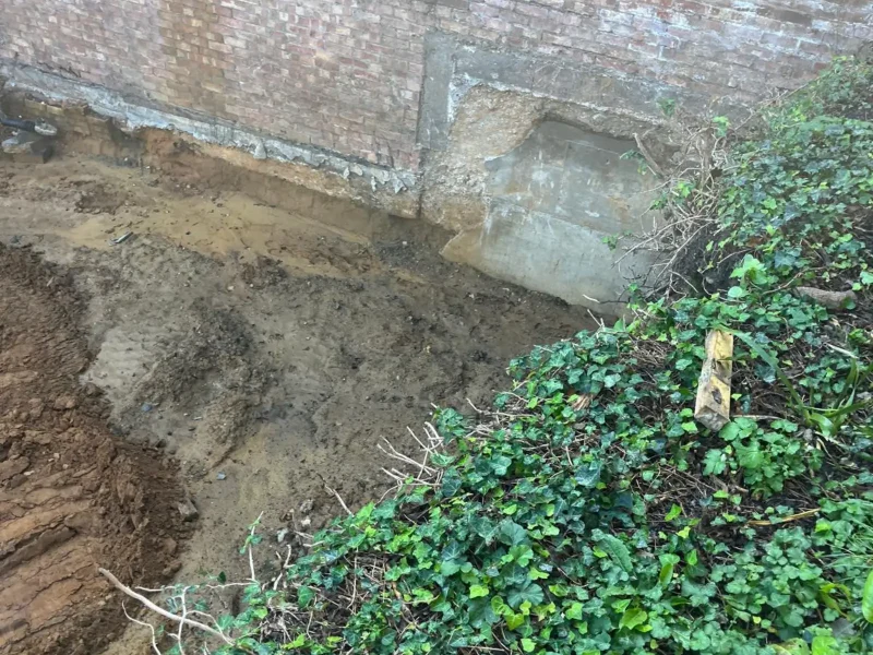 Excavation for a precise land survey and property assessment.